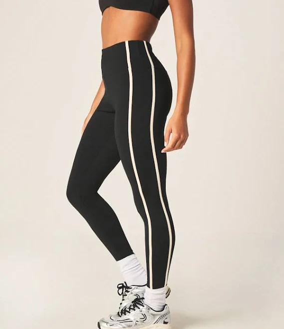 Missguided Women's High Rise Athletic Leggings with White Side Stripe