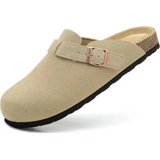 Luna Womens Suede Clogs Leather Mules Cork Footbed Sandals Potato Shoes with Arc