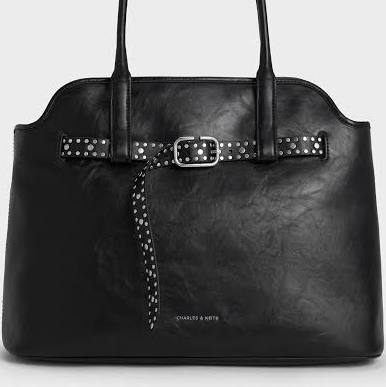 Charles & Keith Victoria Studded Belted Tote Bag